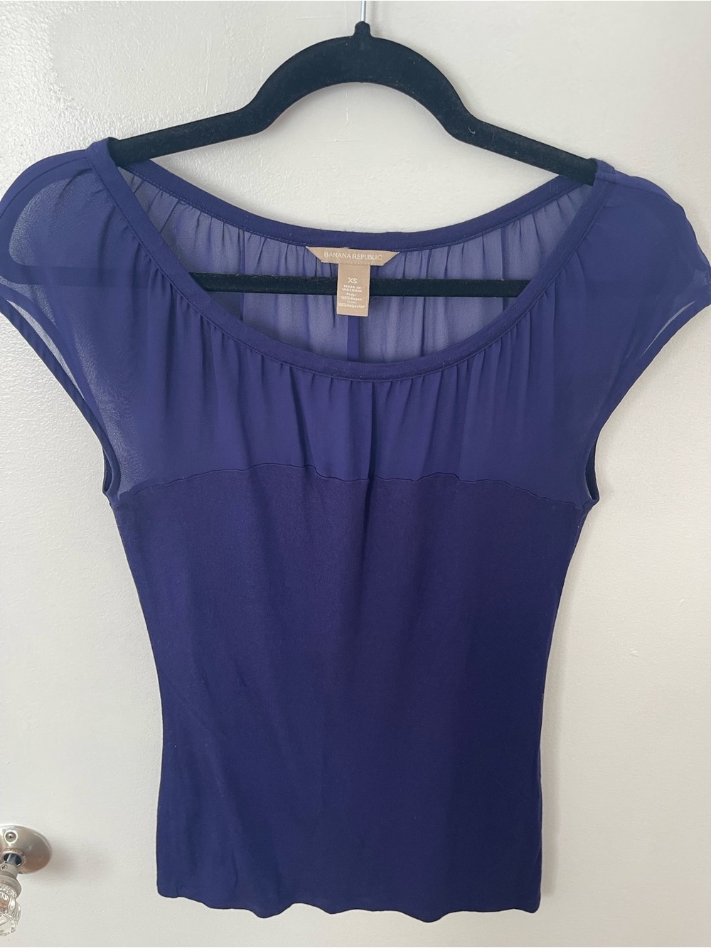 Banana Republic Women's Purple Sheer Cap Sleeve Top
